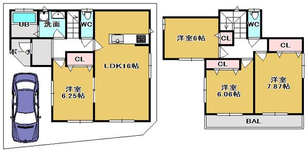Floor plan. 36,800,000 yen, 4LDK, Land area 105.84 sq m , LDK the building area 99.36 sq m bright sunlight can shine in ☆