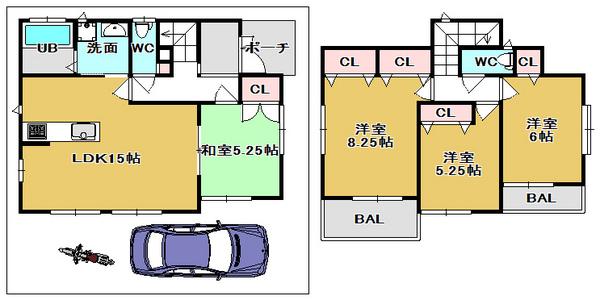 Floor plan. 36,800,000 yen, 4LDK, Land area 99.28 sq m , Building area 95.43 sq m well thought out easy-to-use plan ☆