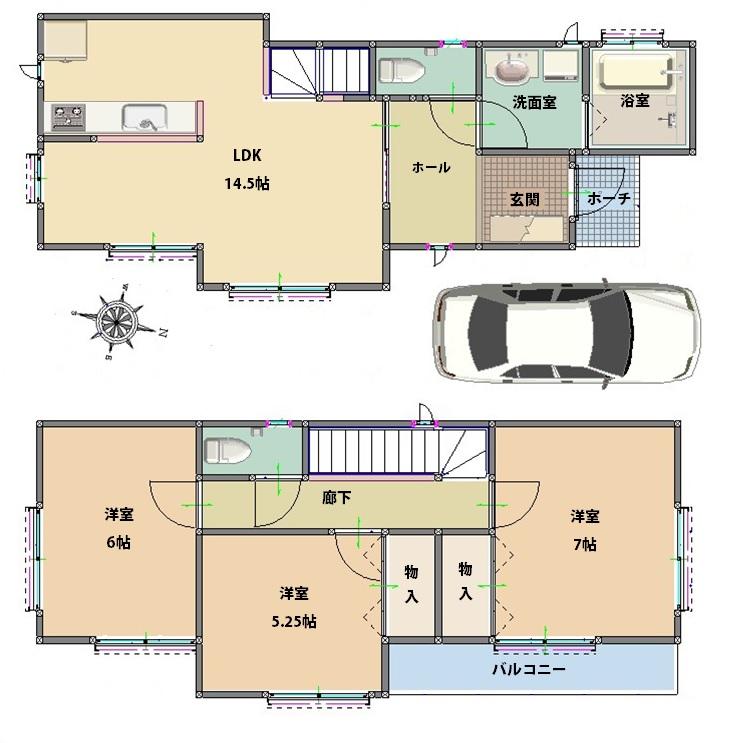 Floor plan. 25,800,000 yen, 3LDK, Land area 80.43 sq m , Building area 80.73 sq m limited 1 compartment