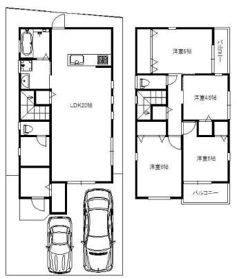 Floor plan. (B No. land), Price 45,800,000 yen, 4LDK, Land area 103.37 sq m , Building area 100.44 sq m