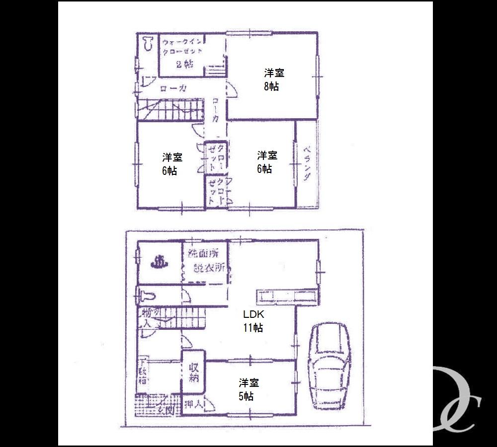 Floor plan. 32,800,000 yen, 4LDK, Land area 80.82 sq m , Building area 96.88 sq m Master Bedroom 8 quires more! 4LDK floor plan of the room