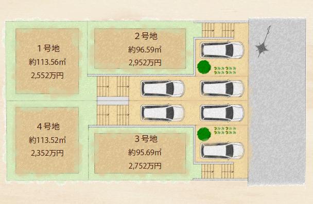 The entire compartment Figure. All four compartment. The yearning of the land of Minamisakurazuka, Appeared spacious order construction site.