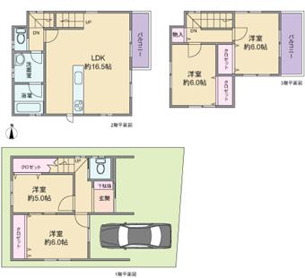 Floor plan. 35,500,000 yen, 4LDK, Land area 74.39 sq m , Building area 97.6 sq m