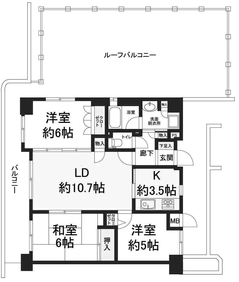 Floor plan. 3LDK, Price 18.9 million yen, Occupied area 67.31 sq m , Balcony area 11.67 sq m