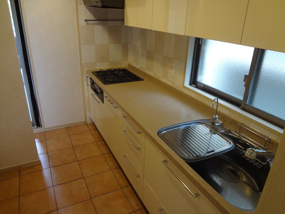 Kitchen. Kitchen part. There back door is out on the balcony from the kitchen. Garbage disposal convenient.
