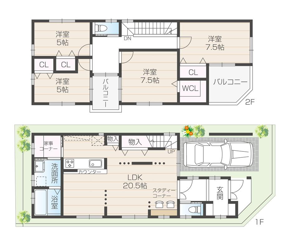 Building plan example (floor plan). Building plan example 4LDK, Land price 28.5 million yen, Land area 100.08 sq m , Building price 17,280,000 yen, Building area 112.1 sq m