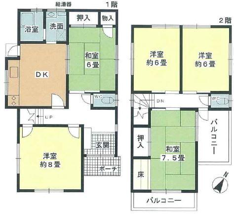 Floor plan. 16.8 million yen, 5DK, Land area 128.98 sq m , Building area 92.34 sq m