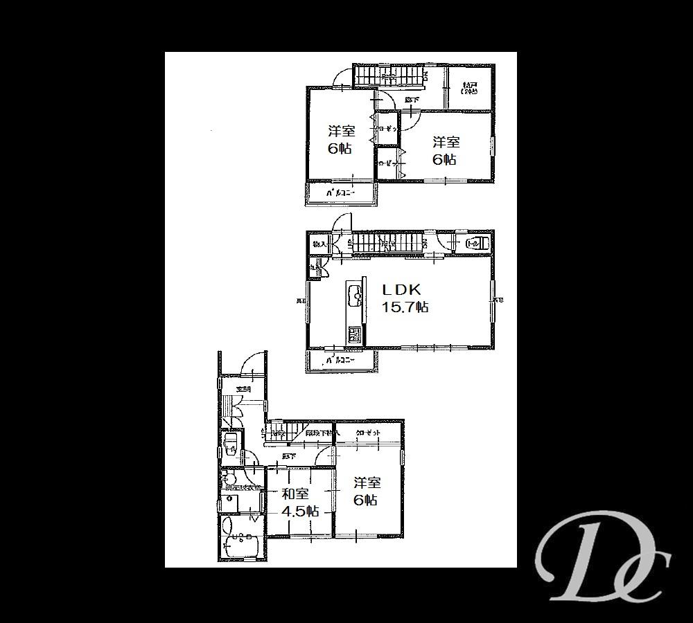 Floor plan. 37.5 million yen, 4LDK, Land area 93.5 sq m , Building area 100.44 sq m
