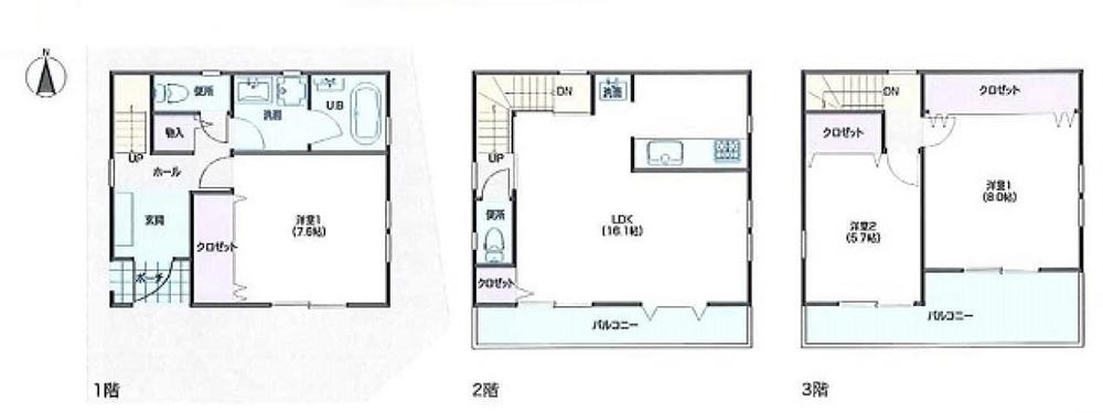 Floor plan. 32,450,000 yen, 3LDK, Land area 62.9 sq m , Building area 94.05 sq m