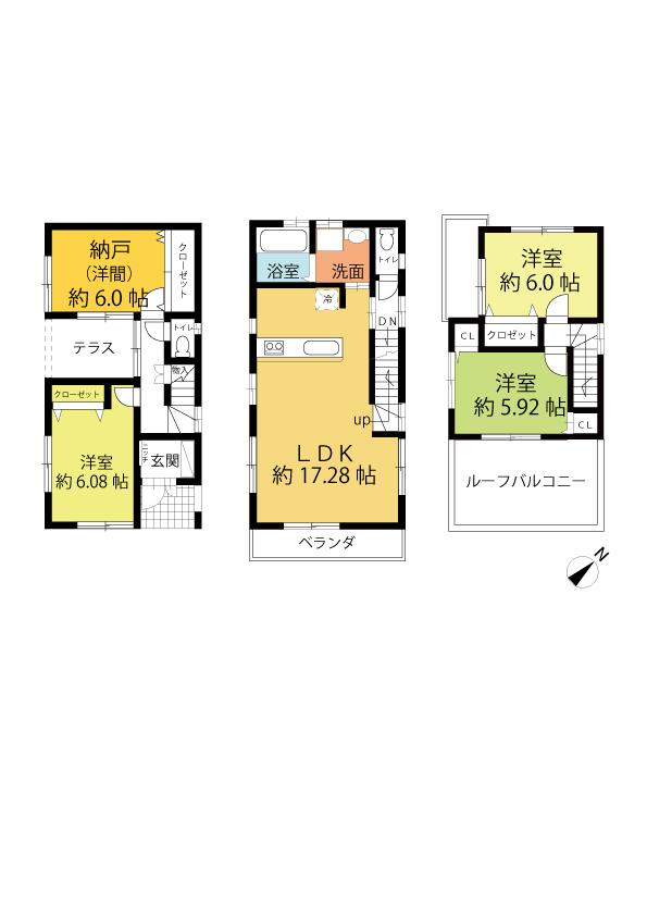 Floor plan. 39,800,000 yen, 3LDK + S (storeroom), Land area 86.84 sq m , Building area 105.72 sq m site (August 2013) Shooting