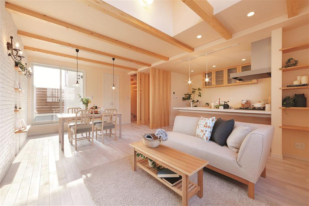 Building plan example (introspection photo). Overall LDK space that has been unified in the natural tone. Since it established a cabinet everywhere, And enjoy and Reoauto small items, There are a lot of tricks to enjoy the day-to-day.