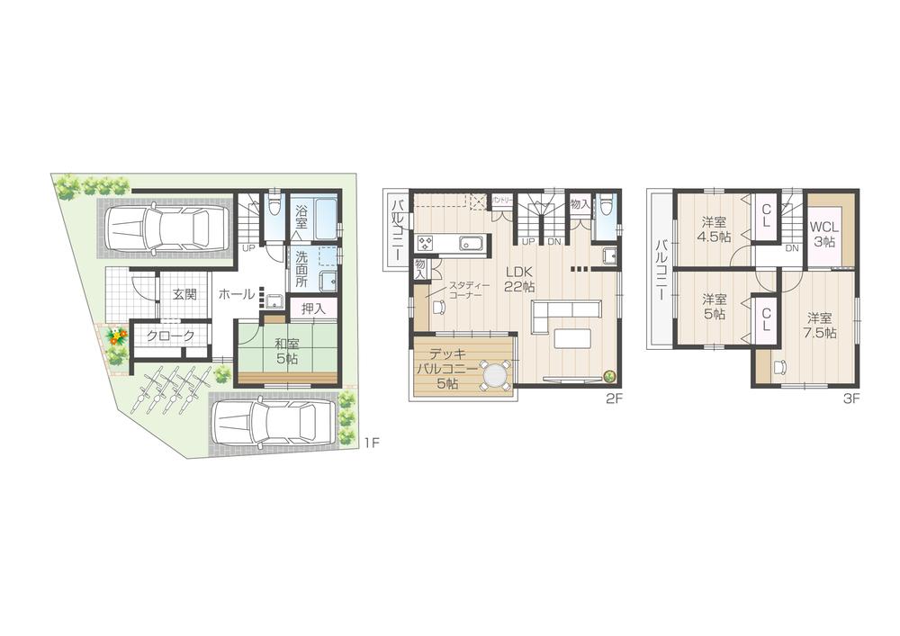 Building plan example (floor plan). Make the meeting of the plan at our office. We will let you dream of your family, The architect of the exclusive, We do a variety of suggestions. It is also equipped with a children's corner and nursing room.