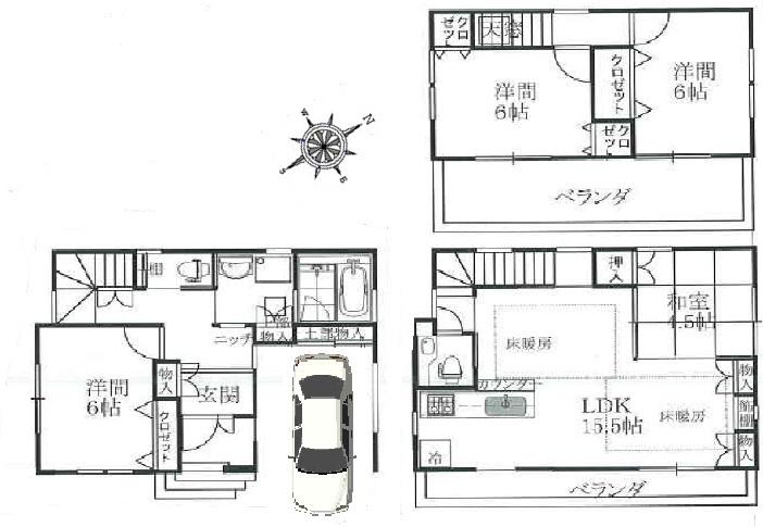 Floor plan. 29,800,000 yen, 4LDK, Land area 86.26 sq m , Building area 108.96 sq m