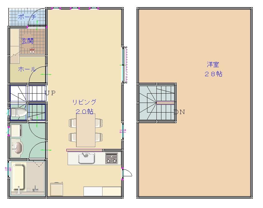 Floor plan. 32,800,000 yen, 4LDK, Land area 129.24 sq m , It is a building area of ​​97.71 sq m skeleton infill of the house. In this floor plan partition wall, And to 4LDK.