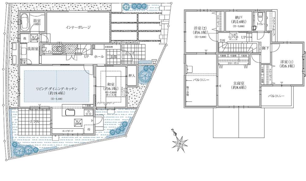 Floor plan. ( [4-6 No. land] Model house), Price 63,900,000 yen, 4LDK, Land area 153.22 sq m , Building area 135.71 sq m