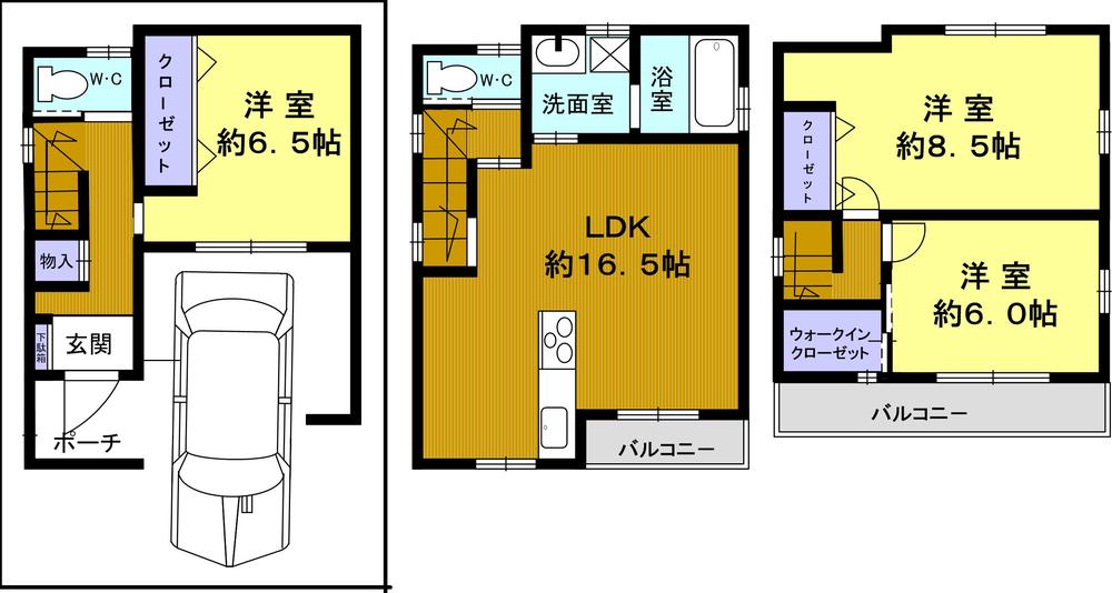 Floor plan. 24,800,000 yen, 3LDK, Land area 64.46 sq m , Building area 105.62 sq m