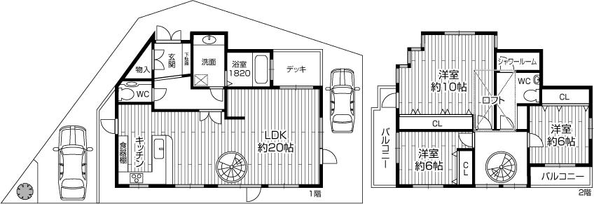 Floor plan. 45 million yen, 3LDK, Land area 157.17 sq m , Building area 126.67 sq m
