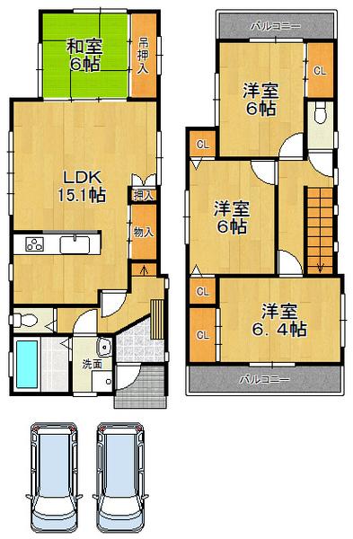 Floor plan. 38,500,000 yen, 4LDK, Land area 115.49 sq m , Building area 92.96 sq m