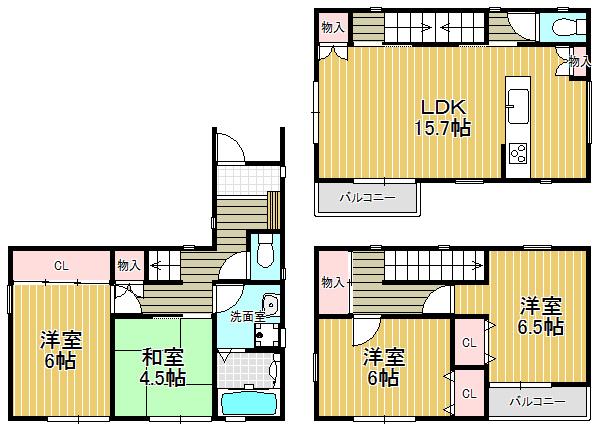 Floor plan. 37.5 million yen, 4LDK, Land area 98.5 sq m , Comfortable new life to enjoy the open release sense of building area 99.63 sq m sunshine!