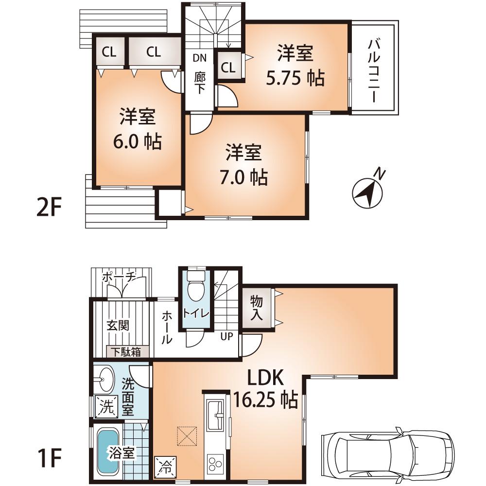 Floor plan. (1 Building), Price 28,900,000 yen, 3LDK, Land area 89.91 sq m , Building area 82.21 sq m