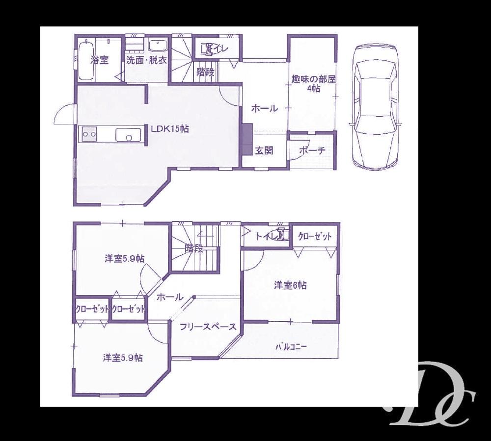 Floor plan. 34,800,000 yen, 5LDK, Land area 94.48 sq m , Building area 99.57 sq m