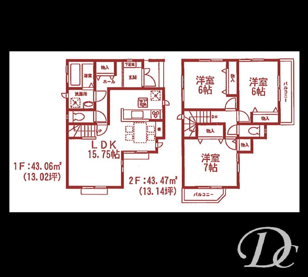 Floor plan. (Building 2), Price 31,800,000 yen, 3LDK, Land area 95.68 sq m , Building area 86.53 sq m