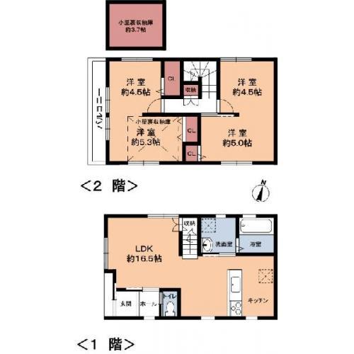 Floor plan. 25,400,000 yen, 4LDK, Land area 68.71 sq m , Building area 81.33 sq m