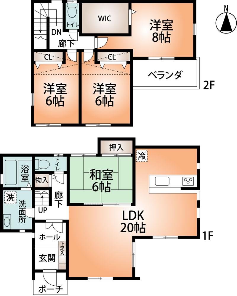 Floor plan. 52,800,000 yen, 4LDK, Land area 149.57 sq m , Building area 63.76 sq m