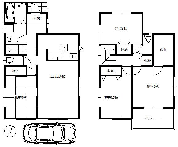 Floor plan. (Building 2), Price 49,800,000 yen, 4LDK, Land area 110.27 sq m , Building area 104.33 sq m