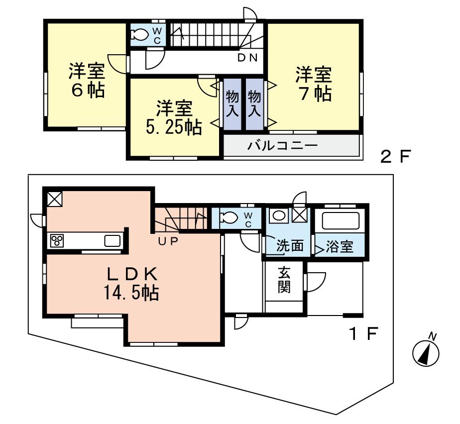 Floor plan. 25,800,000 yen, 3LDK, Land area 80.43 sq m , Building area 80.73 sq m