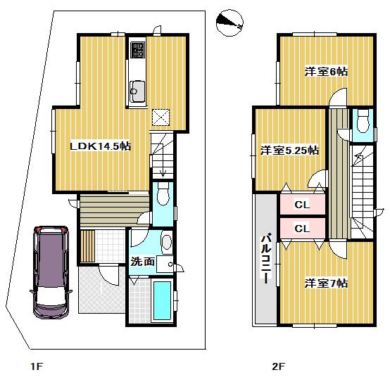 Floor plan. 25,800,000 yen, 3LDK, Land area 80.43 sq m , Is a popular floor plans with an emphasis on day by taking advantage of the characteristics of the building area 80.73 sq m corner lot.