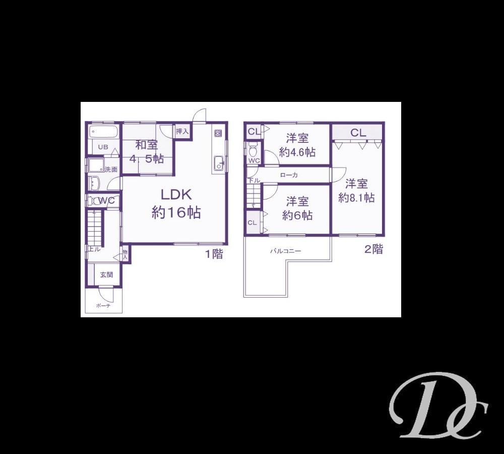 Floor plan. 42,800,000 yen, 4LDK, Land area 96.25 sq m , Building area 91.57 sq m