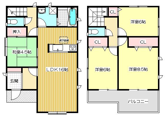 Floor plan. (No. 1 point), Price 42,800,000 yen, 4LDK, Land area 94.87 sq m , Building area 99.36 sq m