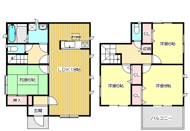 Floor plan. (No. 3 locations), Price 45,800,000 yen, 4LDK, Land area 106.32 sq m , Building area 105.98 sq m