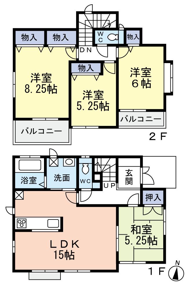 Floor plan. 36,800,000 yen, 4LDK, Land area 99.28 sq m , Building area 95.43 sq m