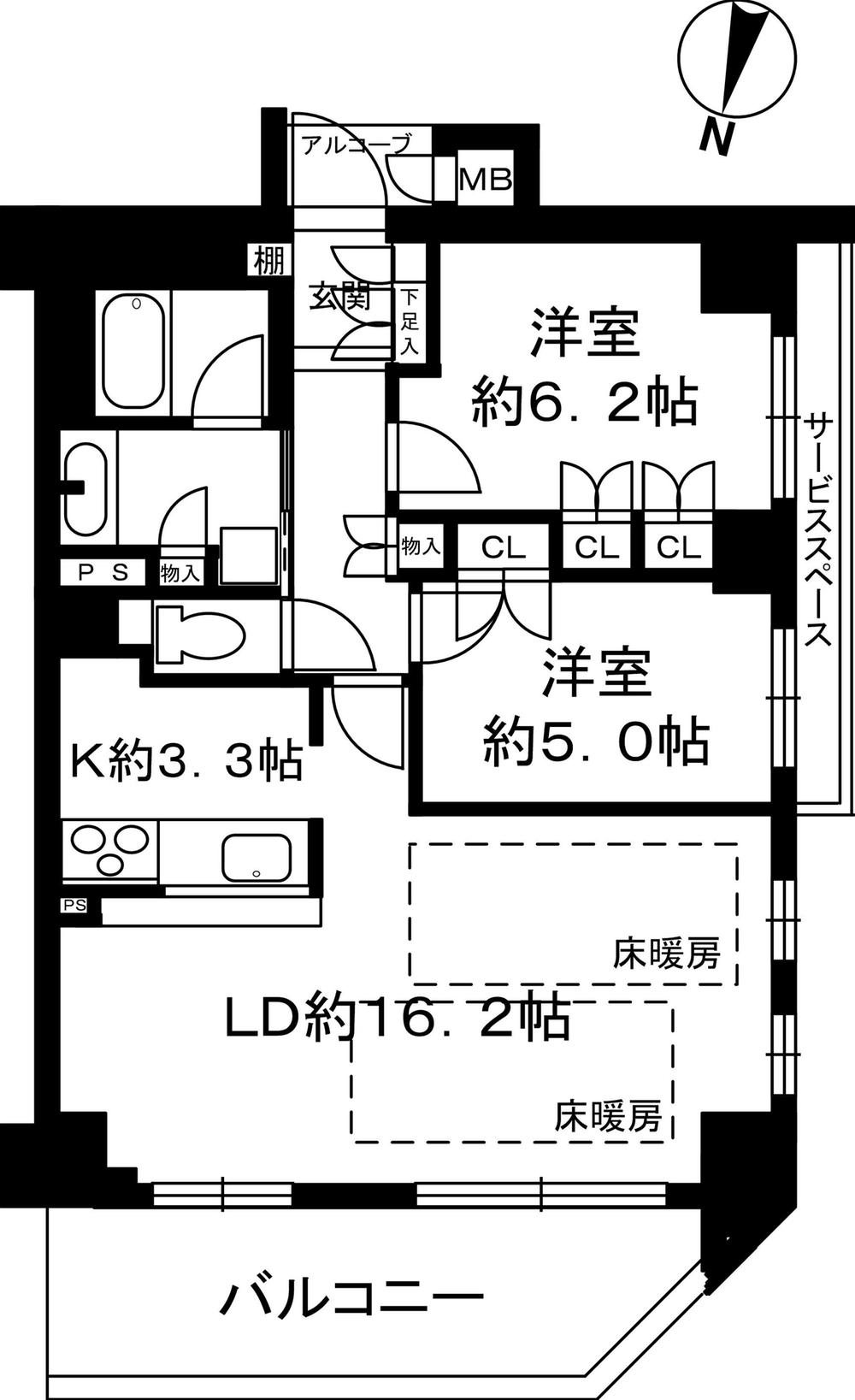 Floor plan. 2LDK, Price 35,800,000 yen, Occupied area 67.92 sq m , Balcony area 11.25 sq m