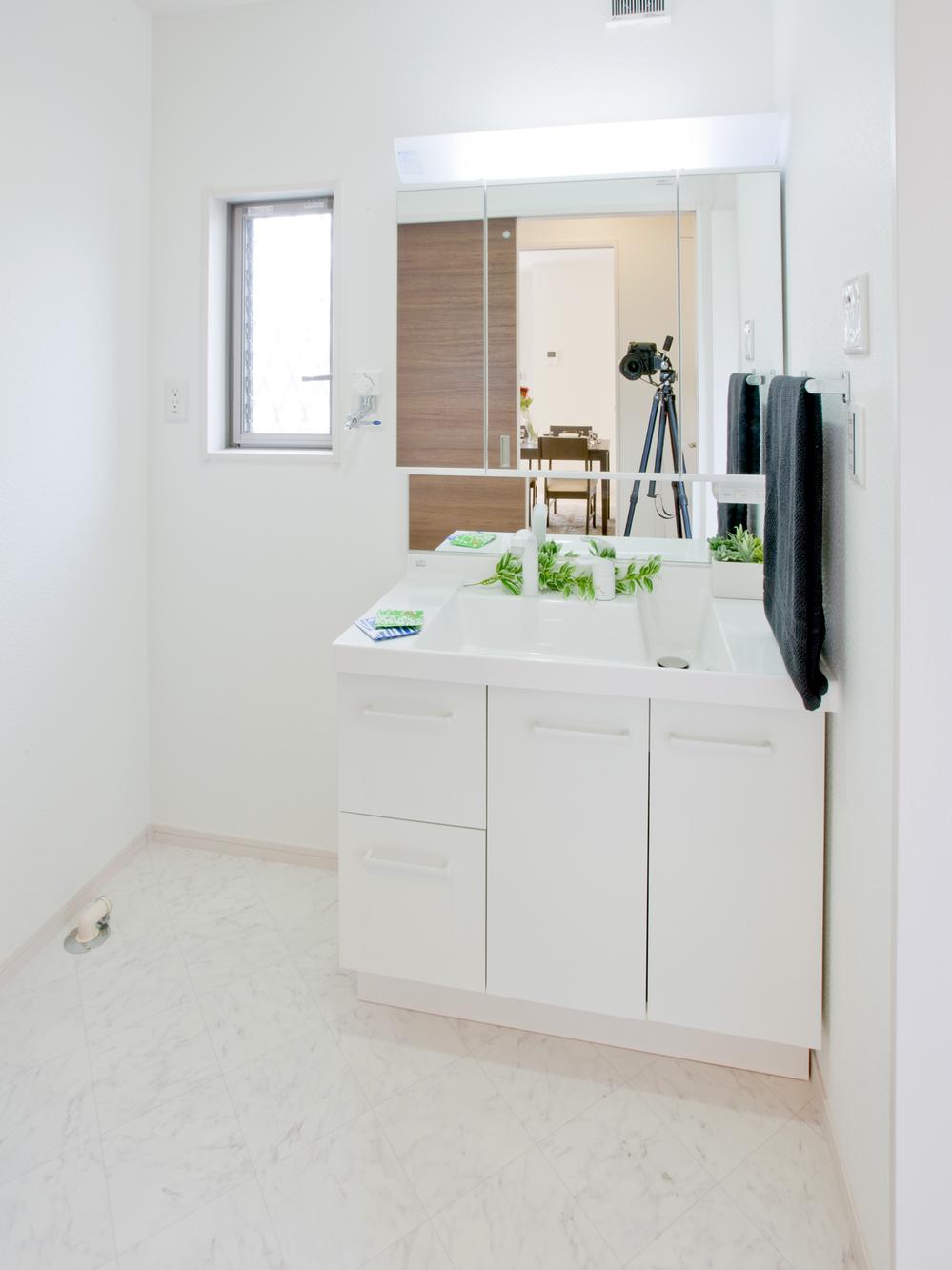 Wash basin, toilet. Washroom