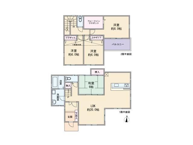 Floor plan. 52,800,000 yen, 4LDK, Land area 149.57 sq m , It is a building area of 112.61 sq m floor plan. There are two car space.