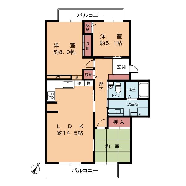 Floor plan. 3LDK, Price 17.8 million yen, Occupied area 78.24 sq m , Balcony area 12.52 sq m