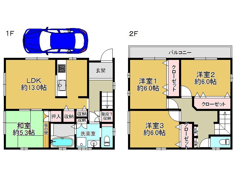 Building plan example (floor plan). Building plan example Building price 14.5 million yen (tax included) Total floor area of ​​90.18 sq m  ※ 400,000 yen is required for a separate outside 構費.