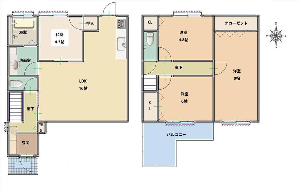 Floor plan. 42,800,000 yen, 4LDK, Land area 96.22 sq m , If the building area 91.57 sq m drawings and the present situation is different, we will consider it as present condition priority.