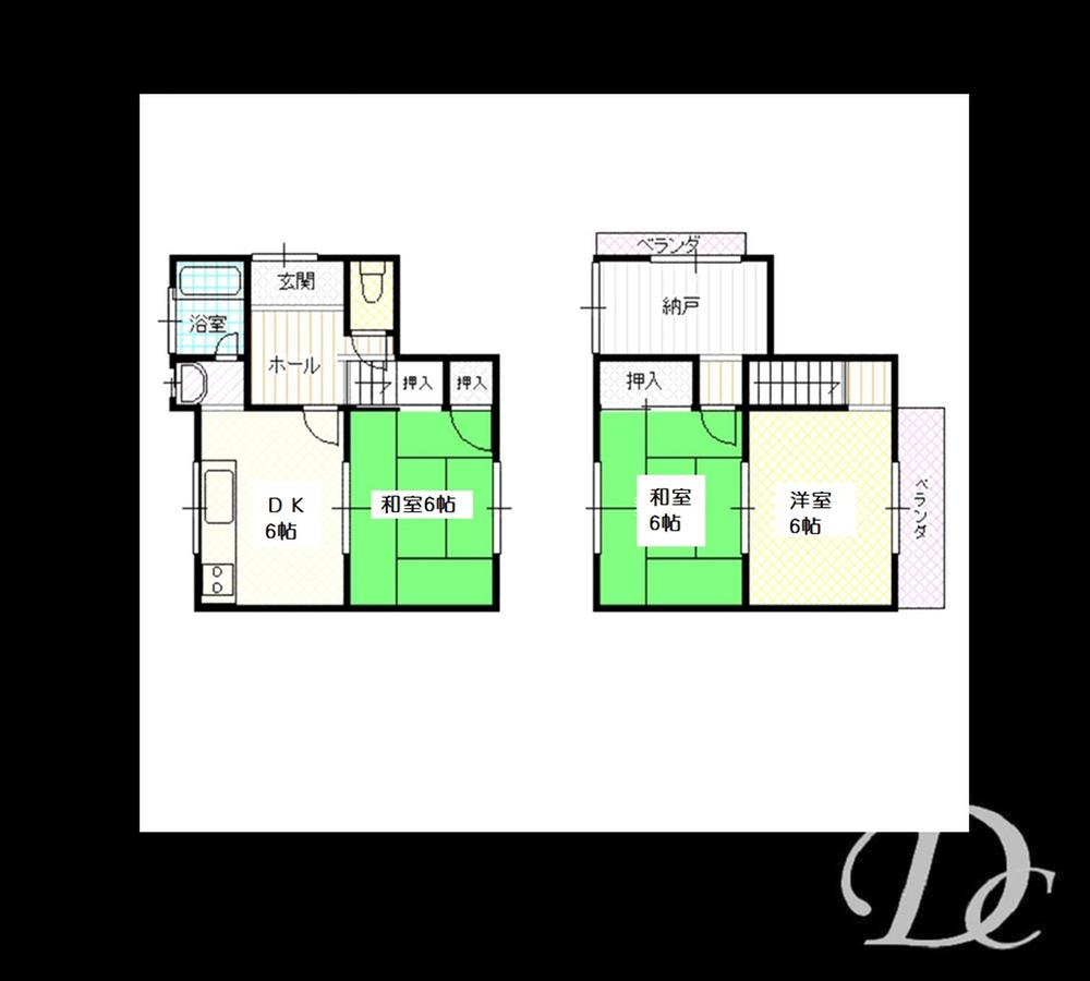 Floor plan. 10.4 million yen, 3DK + S (storeroom), Land area 65 sq m , Building area 61.28 sq m in 2008 all-electric construction work already