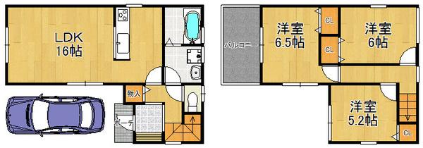 Floor plan. 27,800,000 yen, 3LDK, Land area 82.08 sq m , Building area 76.18 sq m