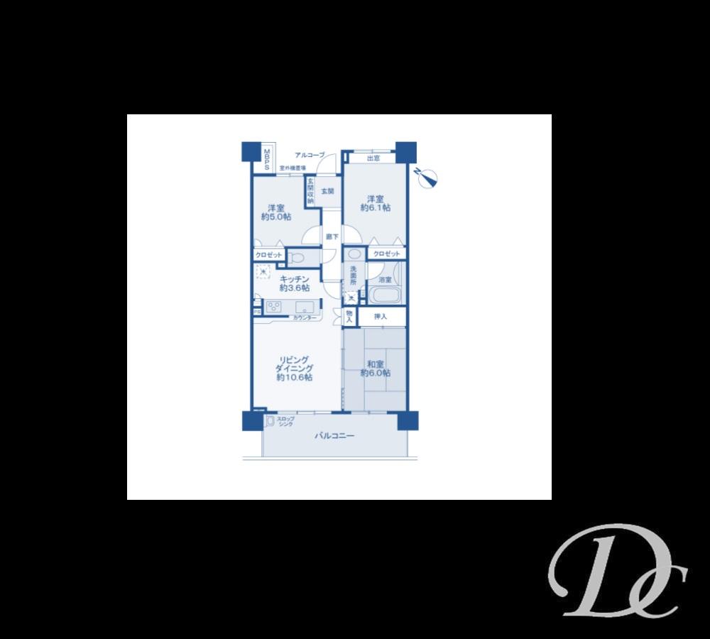 Floor plan. 3LDK, Price 24,800,000 yen, Occupied area 68.49 sq m , Balcony area 12.44 sq m