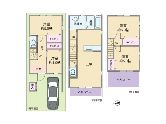 Floor plan. 31,800,000 yen, 4LDK, Land area 67.41 sq m , With a building area of ​​98.41 sq m garage, 4LDK