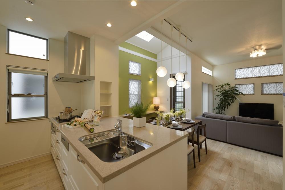 Kitchen.  [5-3 No. land] Spacious and can be used in a flat counter, Large counter kitchen (October 2013 shooting)