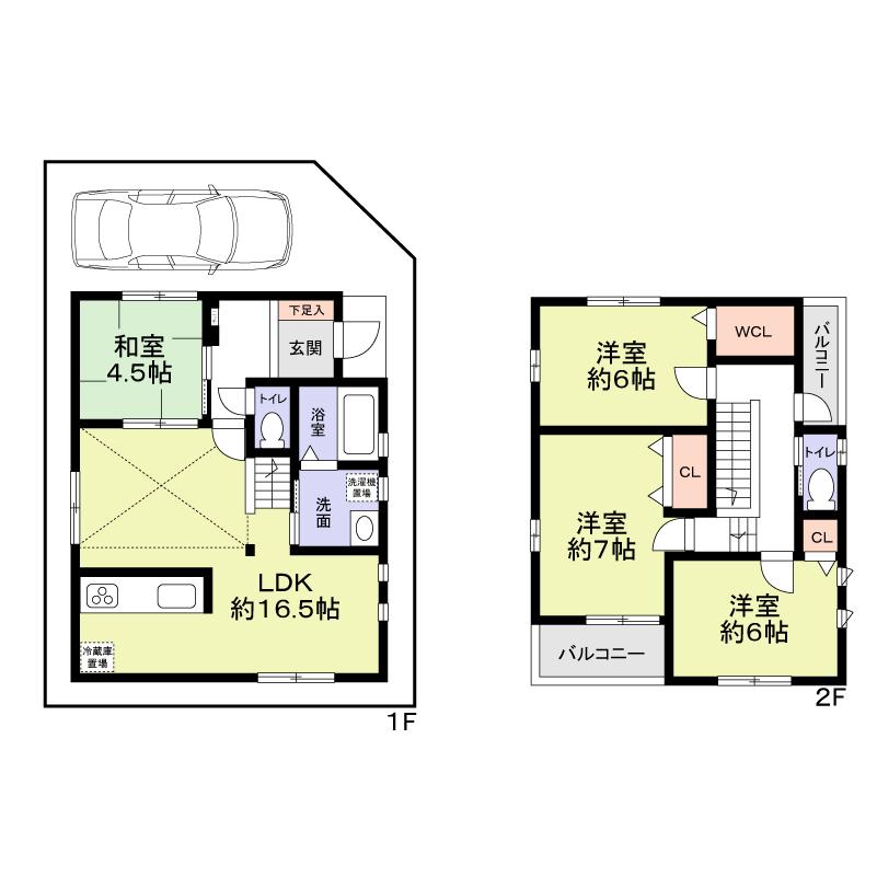 Floor plan. 34,800,000 yen, 4LDK + S (storeroom), Land area 86.72 sq m , Building area 94.36 sq m