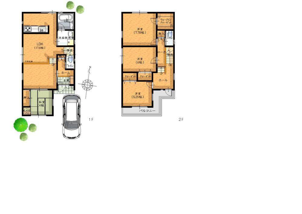 Floor plan. 29,800,000 yen, 4LDK, Land area 86.14 sq m , It stuck to the building area 99.77 sq m living ease a housing, Natural light It is taken between drenched.