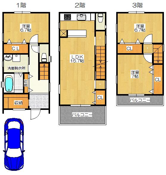 Floor plan. 27,800,000 yen, 3LDK, Land area 78.89 sq m , Building area 96.59 sq m
