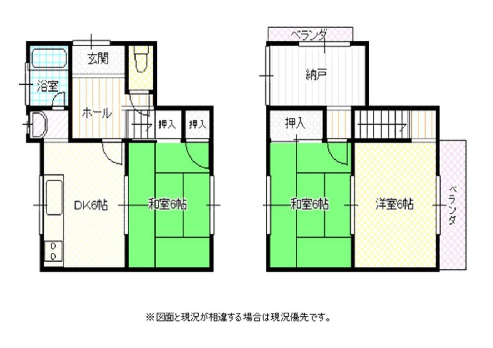 Floor plan. 10.4 million yen, 3DK + S (storeroom), Land area 65 sq m , It is a building area of 61.28 sq m all-electric construction work has been used House. First of all, please preview. Since it is a present situation vacant house, Feel free to!
